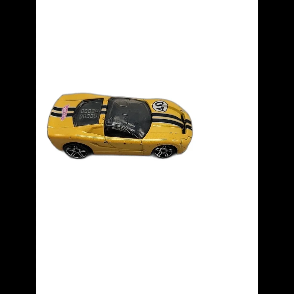 Hot Wheels 40 Somethin' Toy Car Diecast 2001 Yellow Black Stripes Tinted 1:64